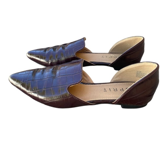 Esprit Women's Peace Croc Embossed D'Orsay Flat Bordeaux Size: 6 M color maroon - Picture 3 of 8